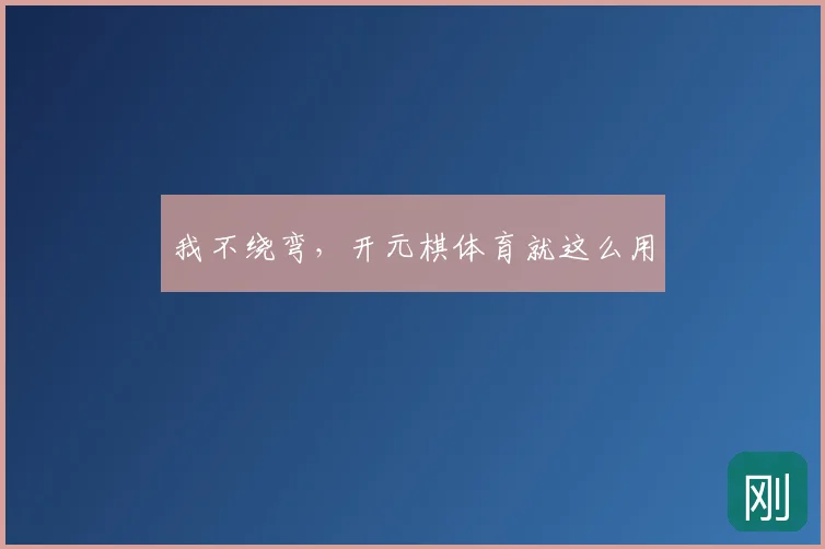 我不绕弯,开元棋体育就这么用